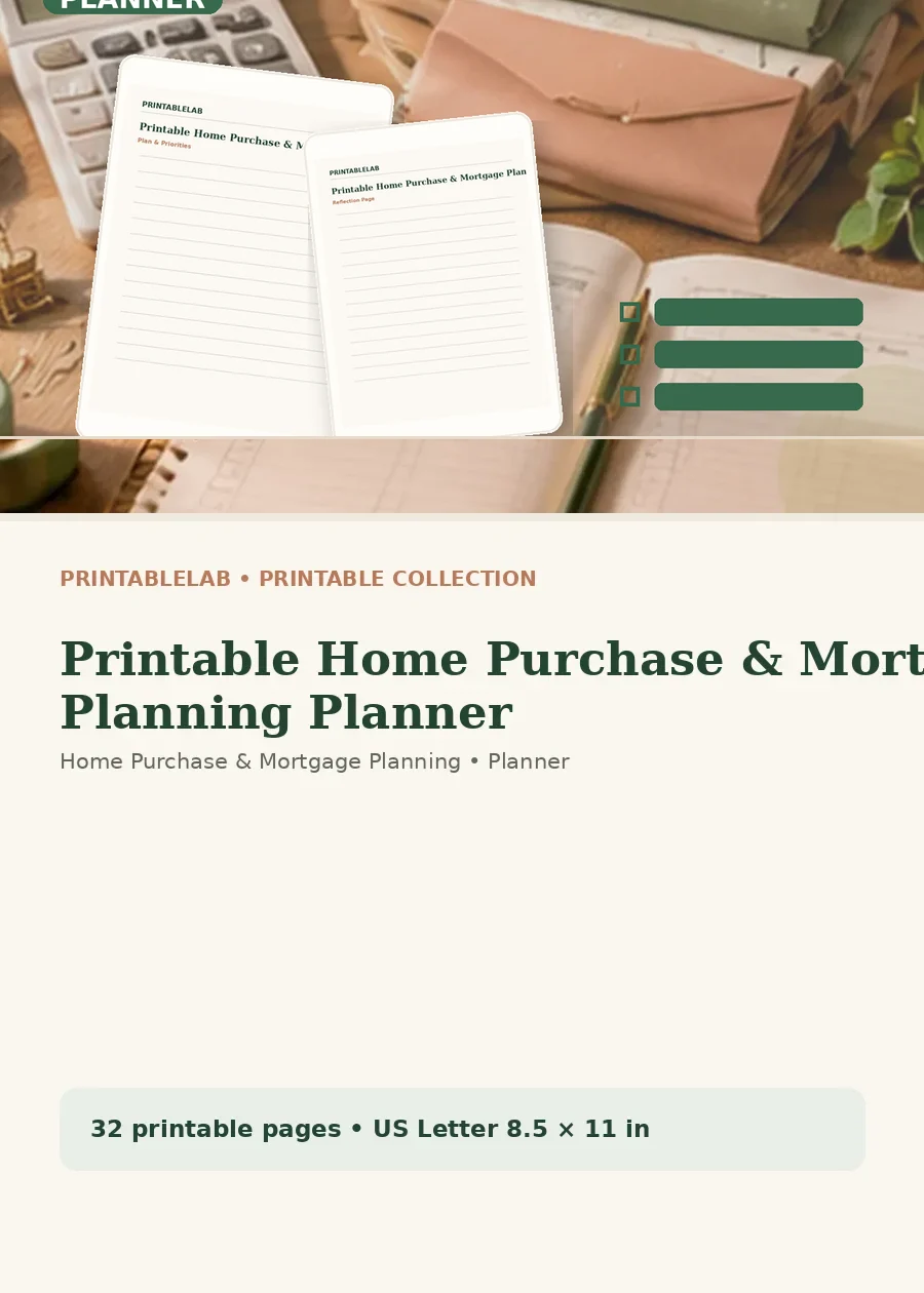 Printable Home Purchase & Mortgage Planning Planner cover
