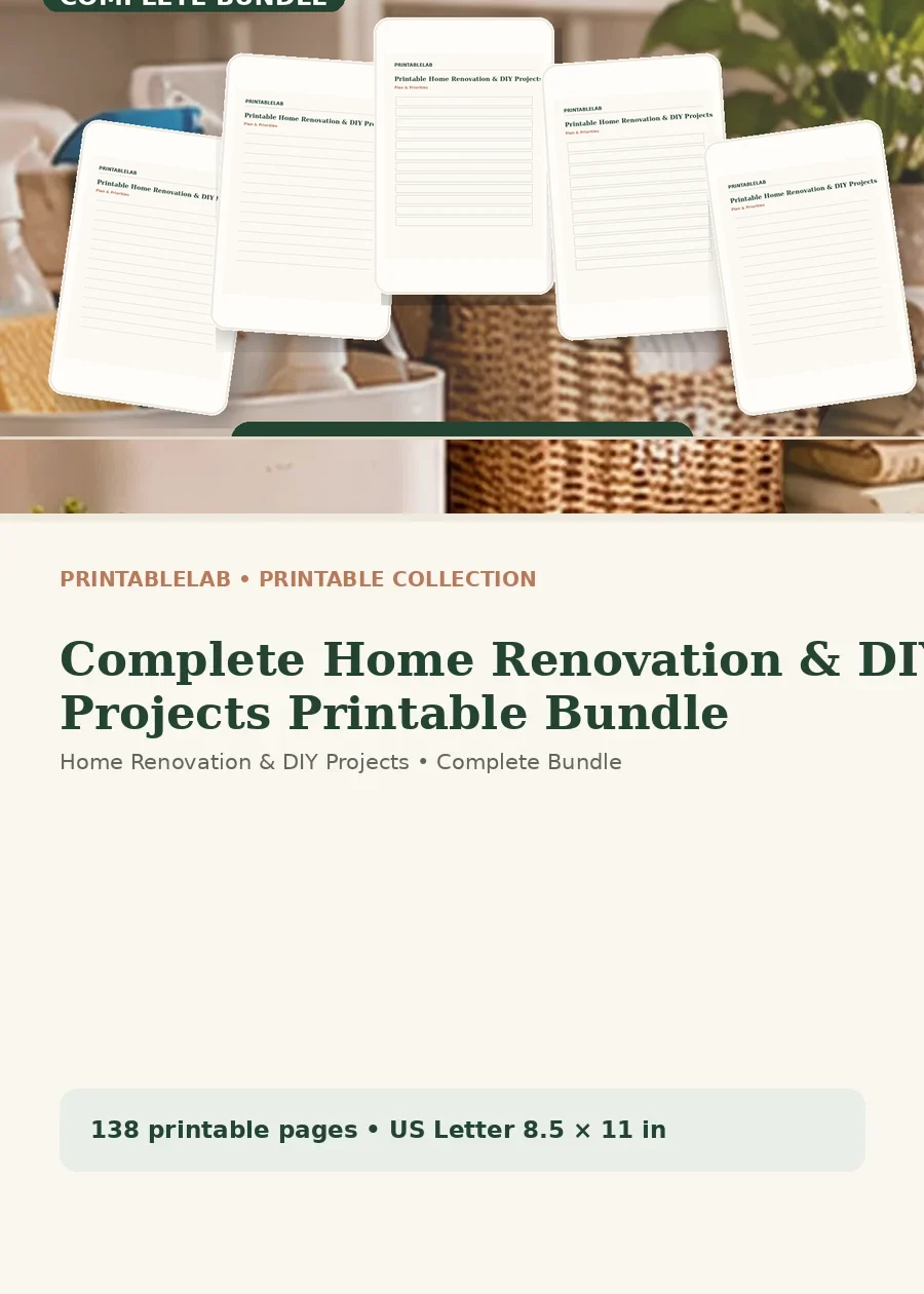 Complete Home Renovation & DIY Projects Printable Bundle cover