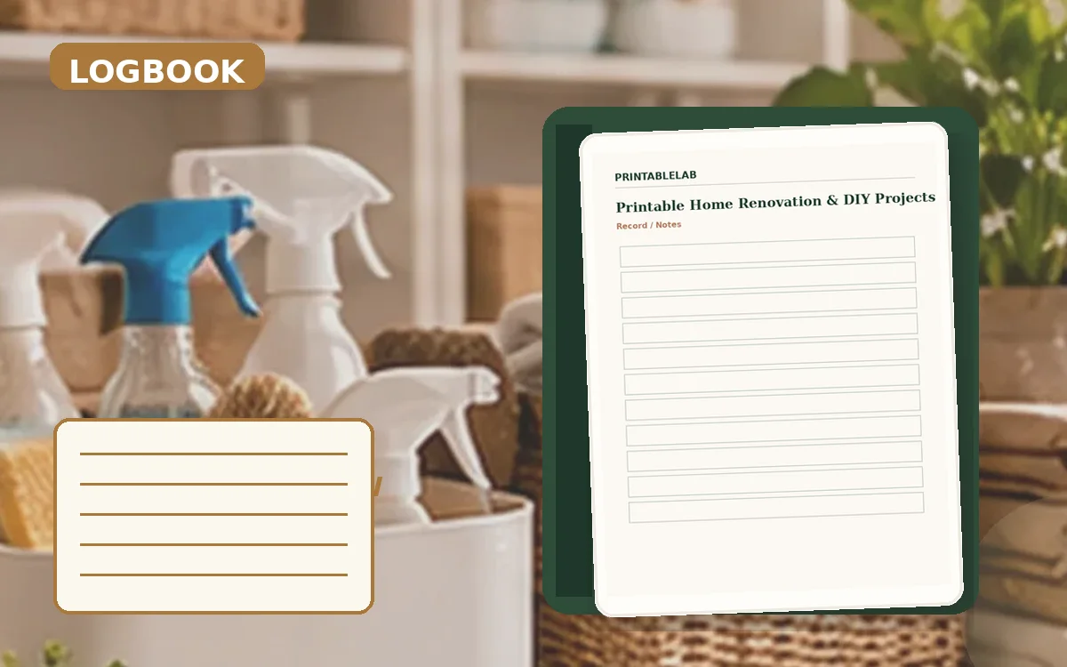 Printable Home Renovation & DIY Projects Logbook cover