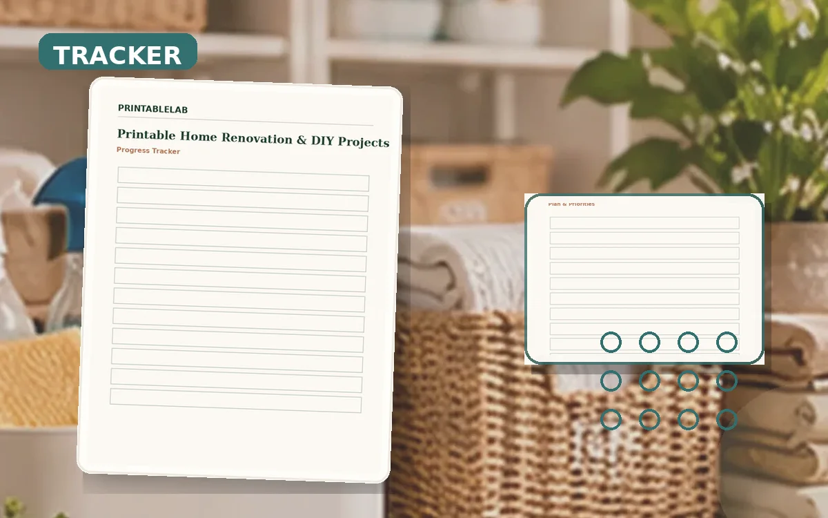 Printable Home Renovation & DIY Projects Tracker cover
