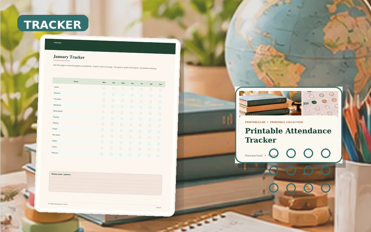 Printable Attendance Tracker cover