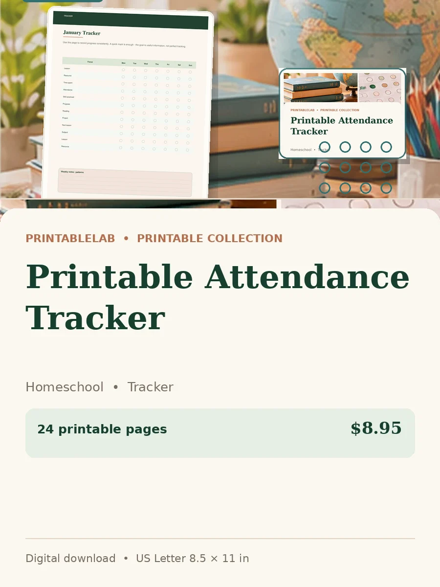 Printable Attendance Tracker cover
