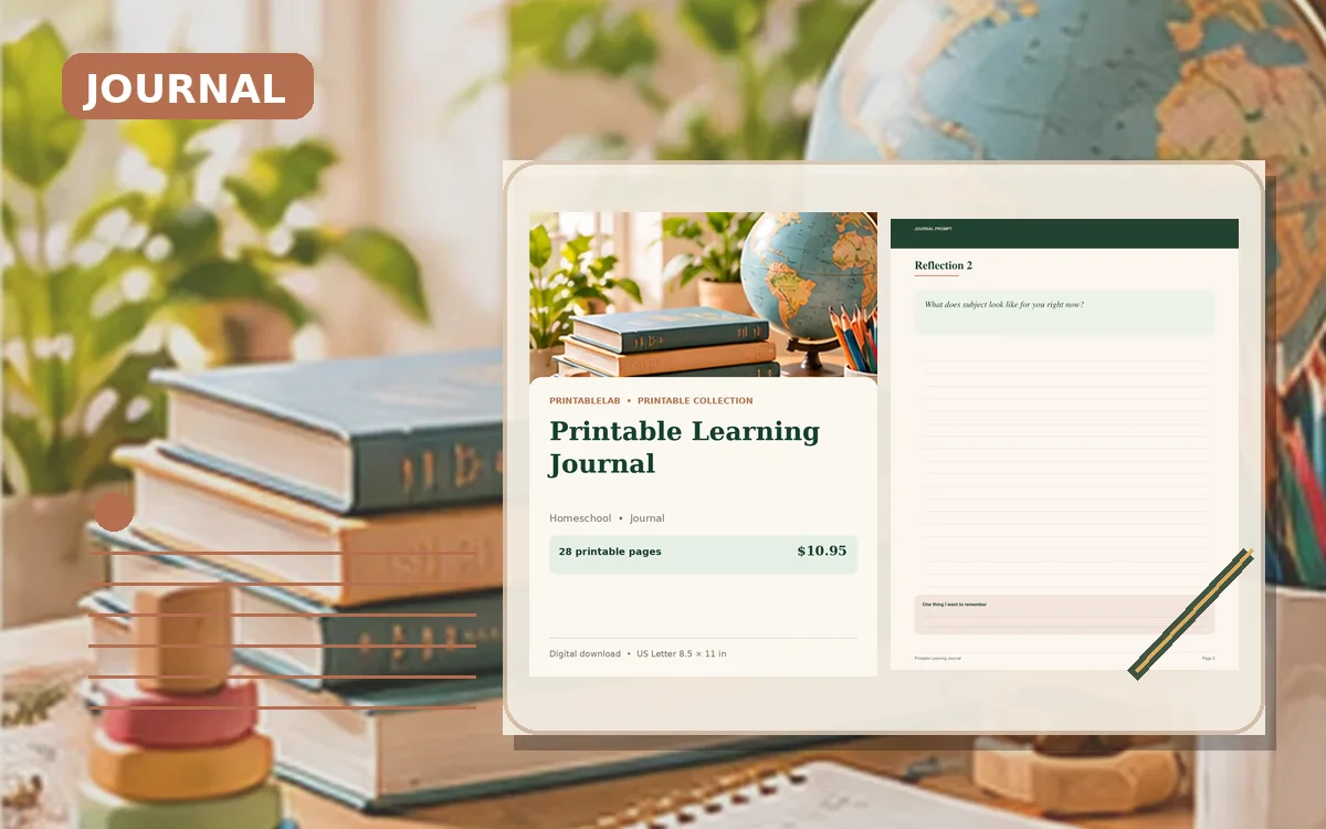 Printable Learning Journal cover