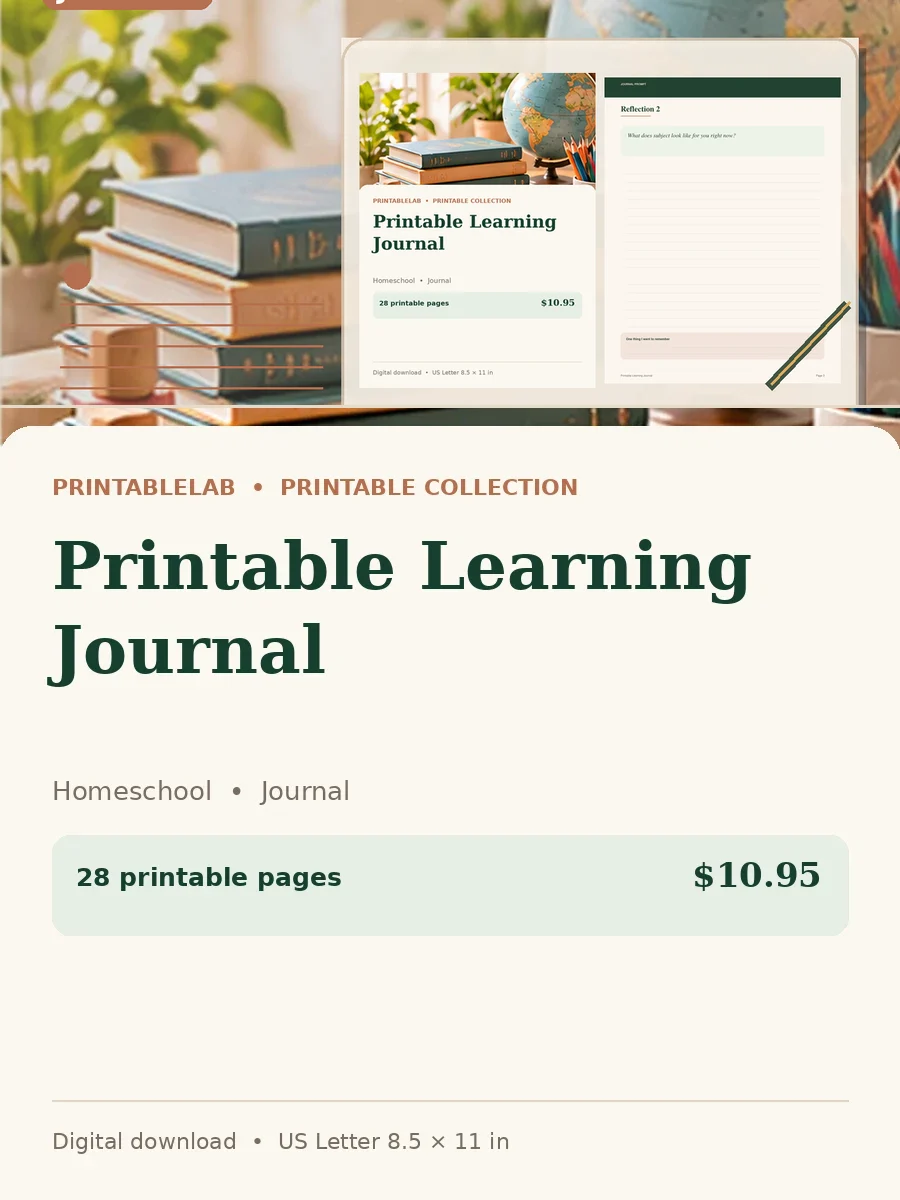 Printable Learning Journal cover