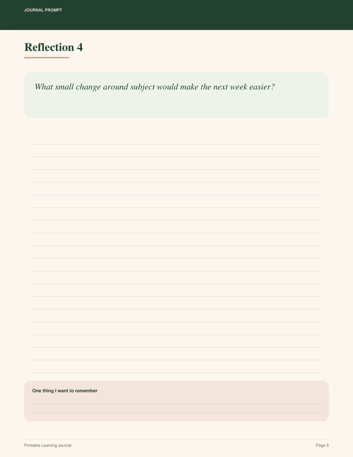 Printable Learning Journal preview 4