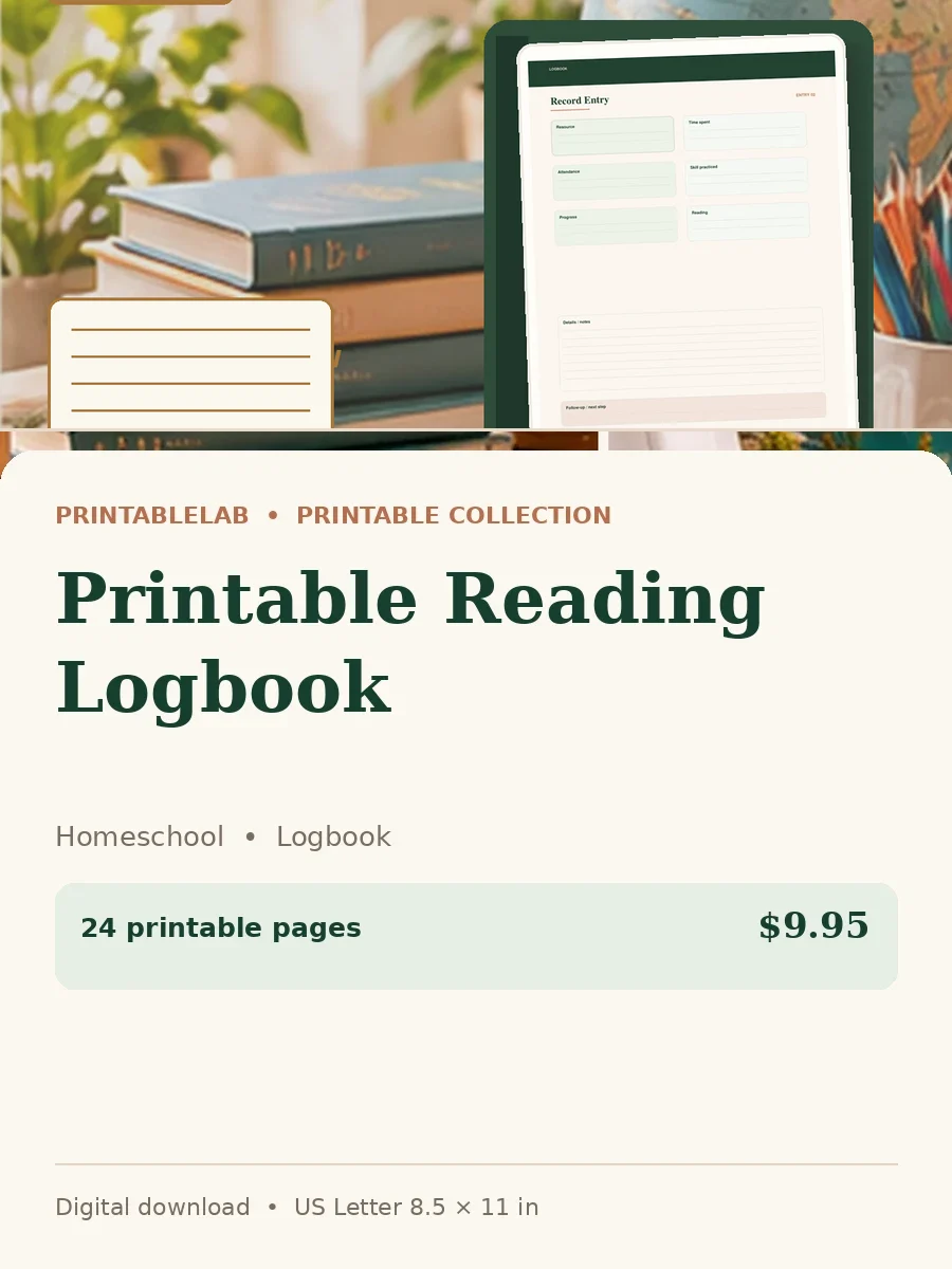 Printable Reading Logbook cover