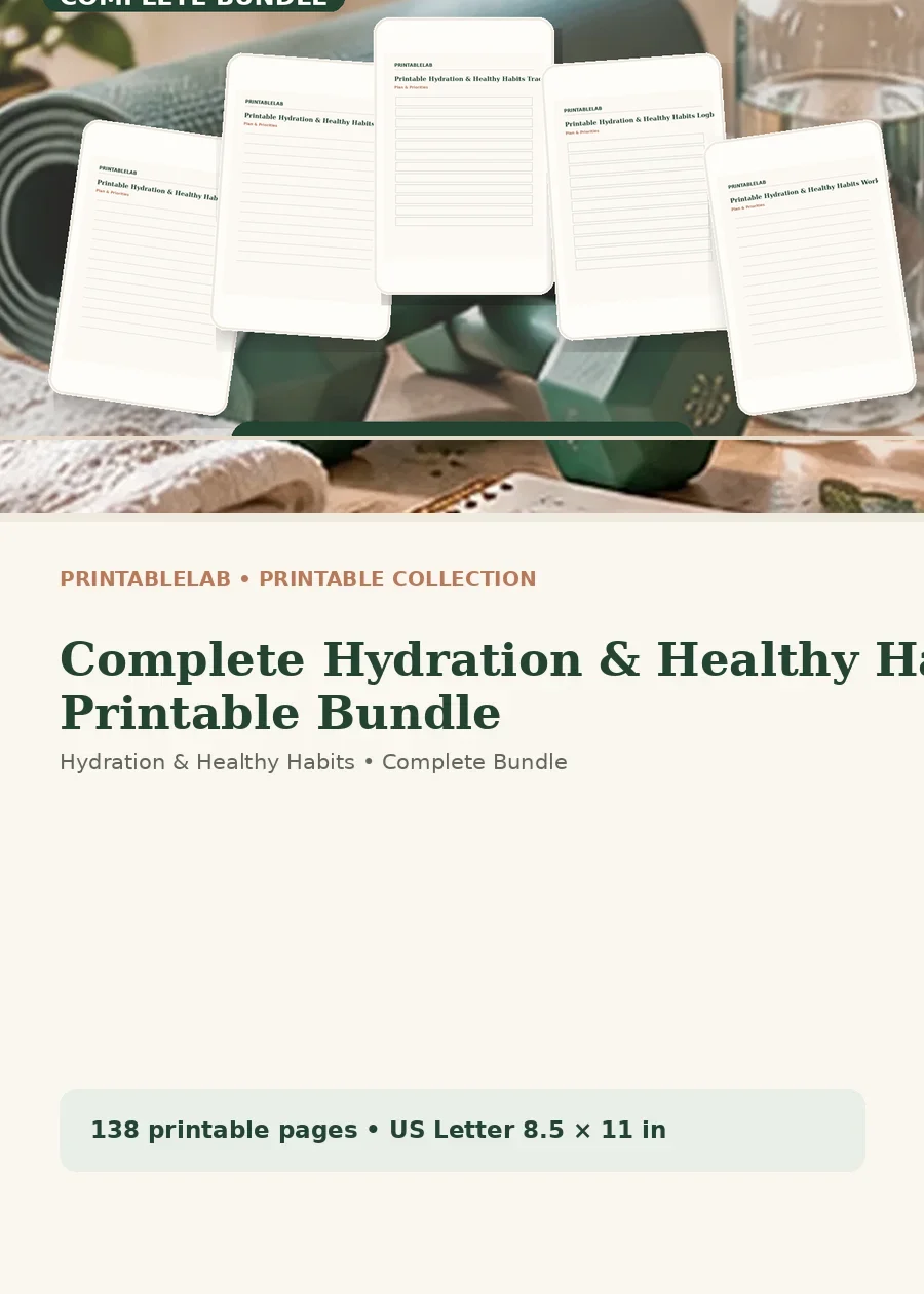 Complete Hydration & Healthy Habits Printable Bundle cover