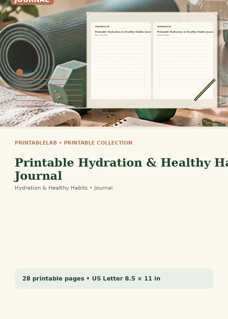 Printable Hydration & Healthy Habits Journal cover