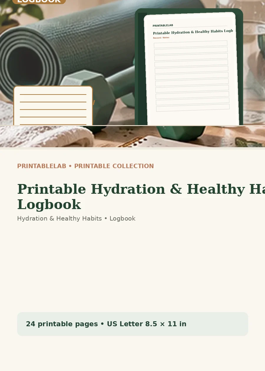 Printable Hydration & Healthy Habits Logbook cover