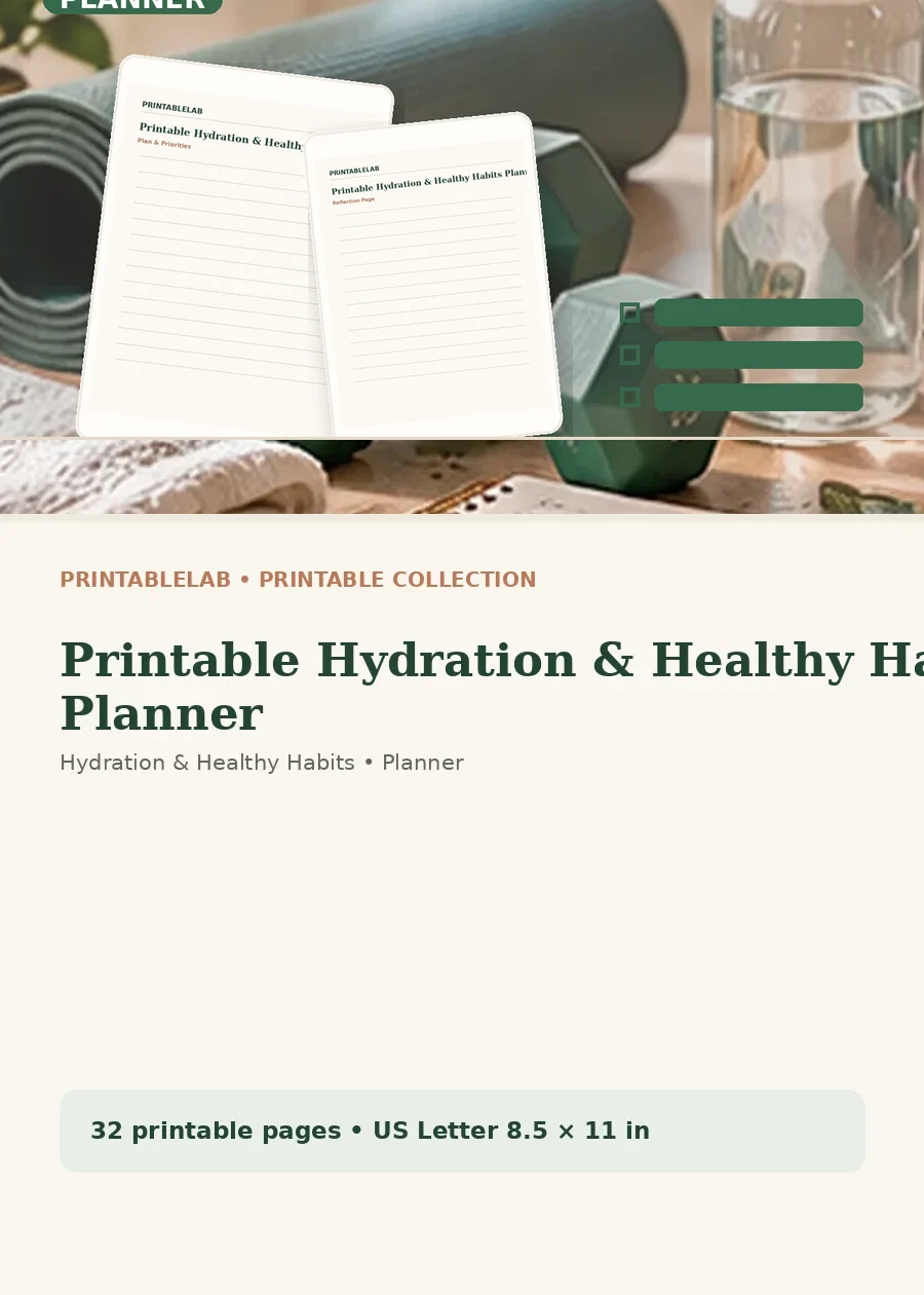 Printable Hydration & Healthy Habits Planner cover