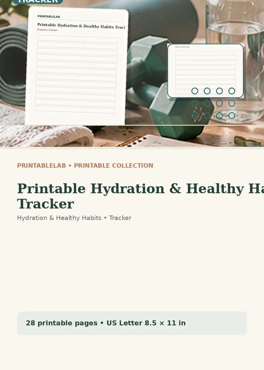 Printable Hydration & Healthy Habits Tracker cover