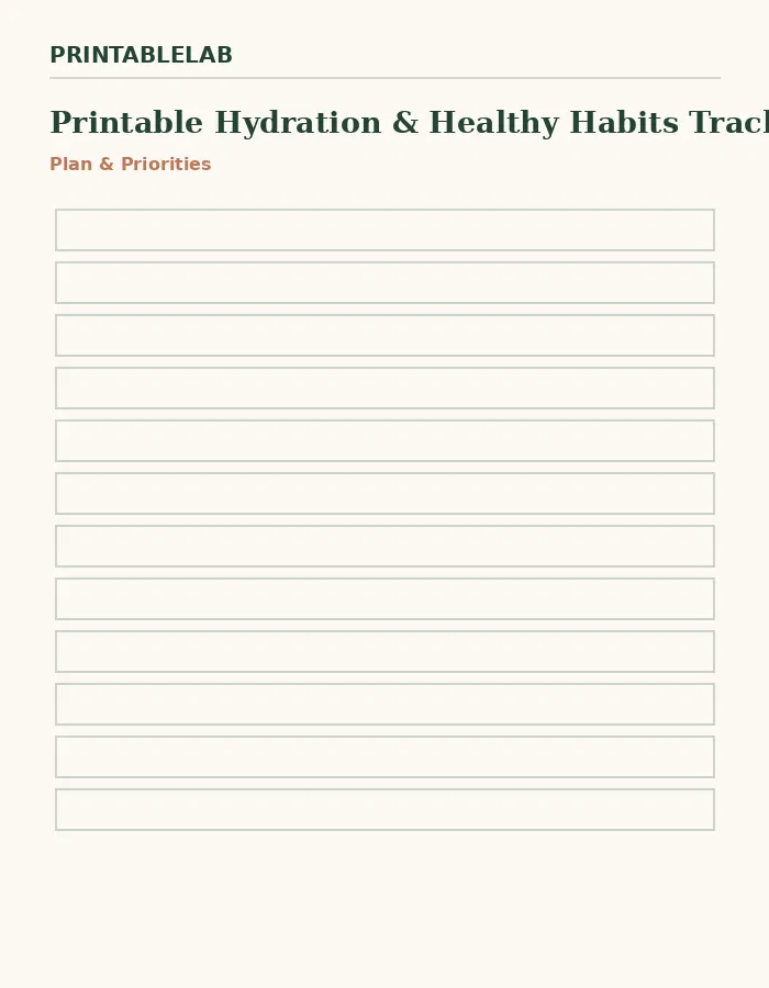 Printable Hydration & Healthy Habits Tracker preview 1