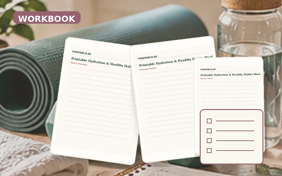 Printable Hydration & Healthy Habits Workbook cover