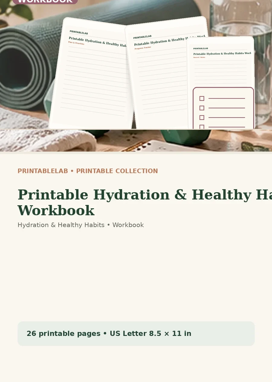 Printable Hydration & Healthy Habits Workbook cover