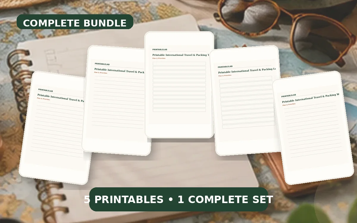Complete International Travel & Packing Printable Bundle cover