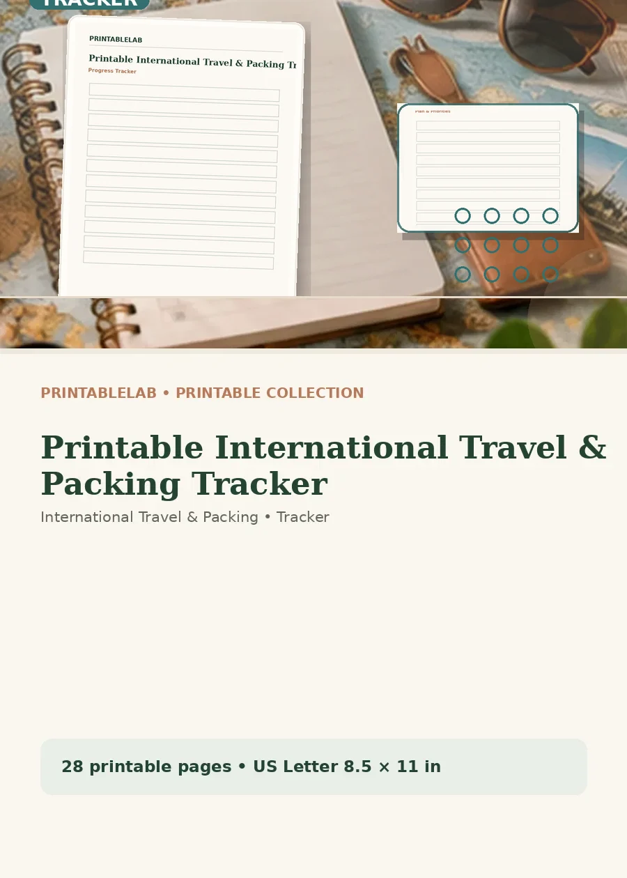 Printable International Travel & Packing Tracker cover