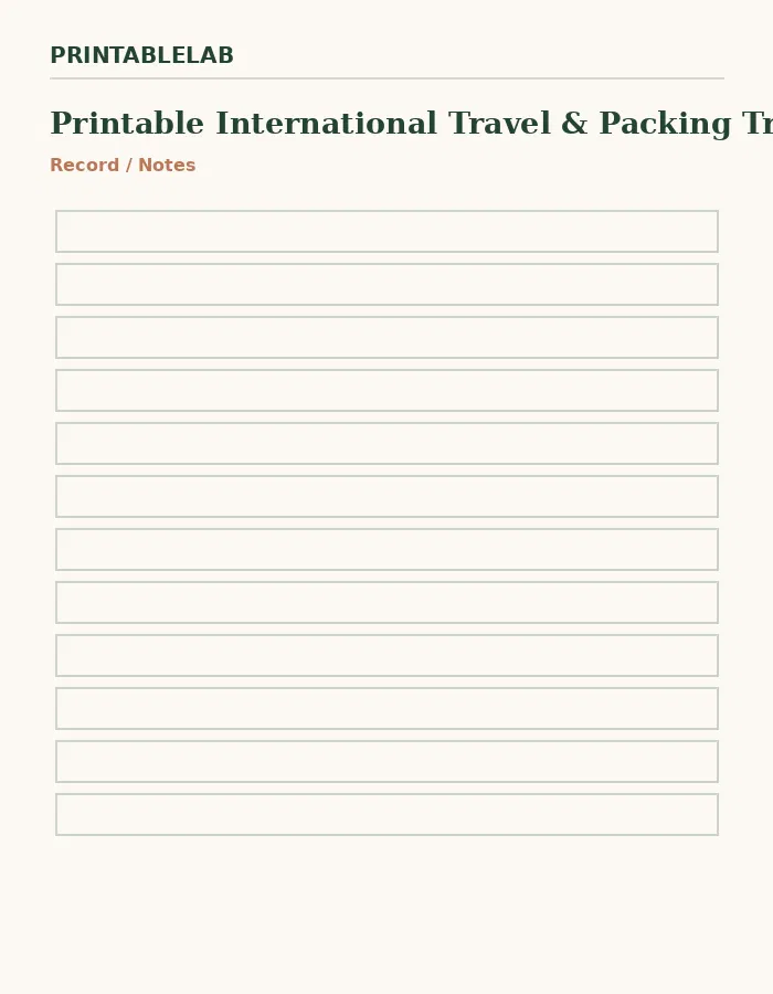 Printable International Travel & Packing Tracker preview 4