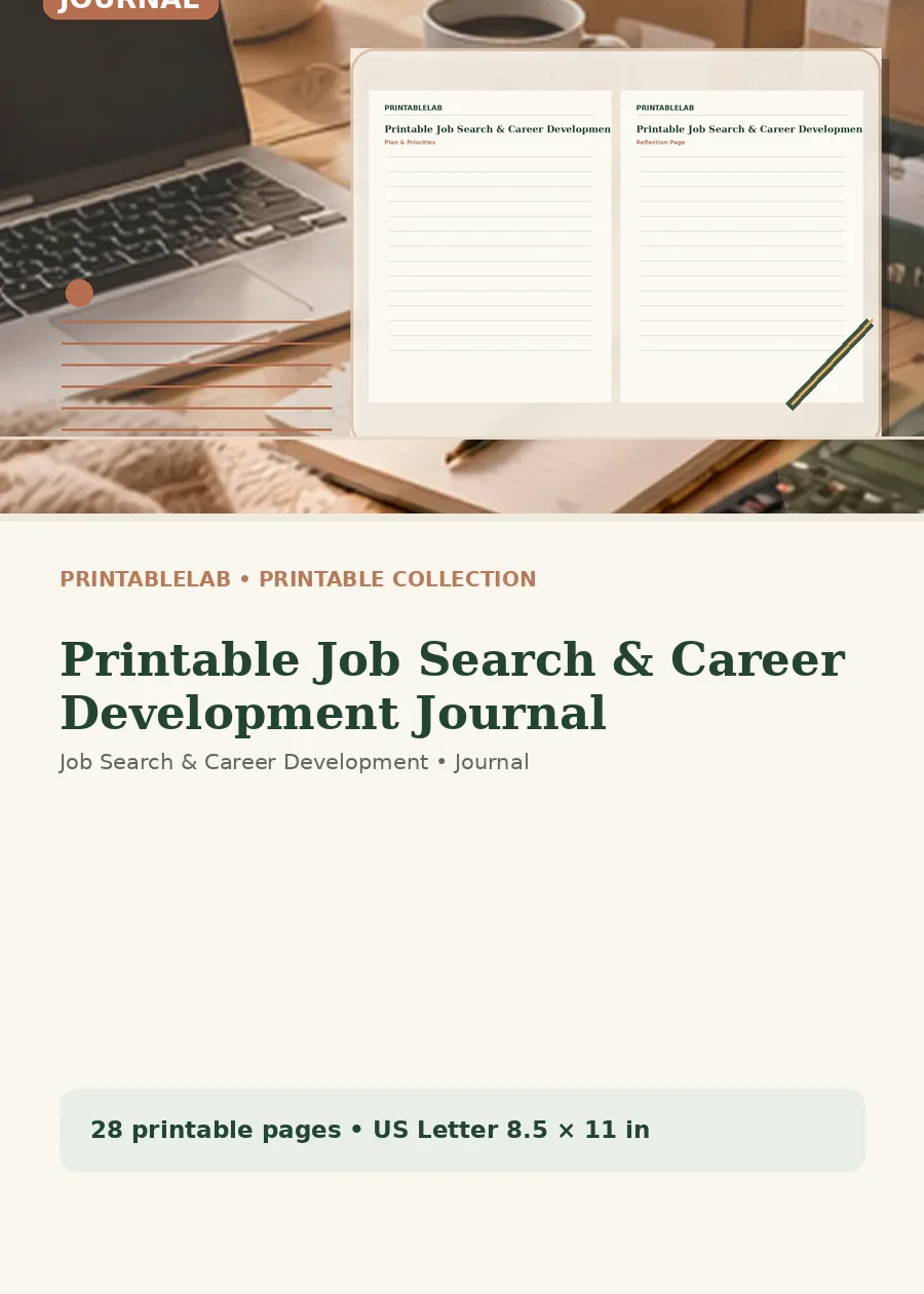 Printable Job Search & Career Development Journal cover