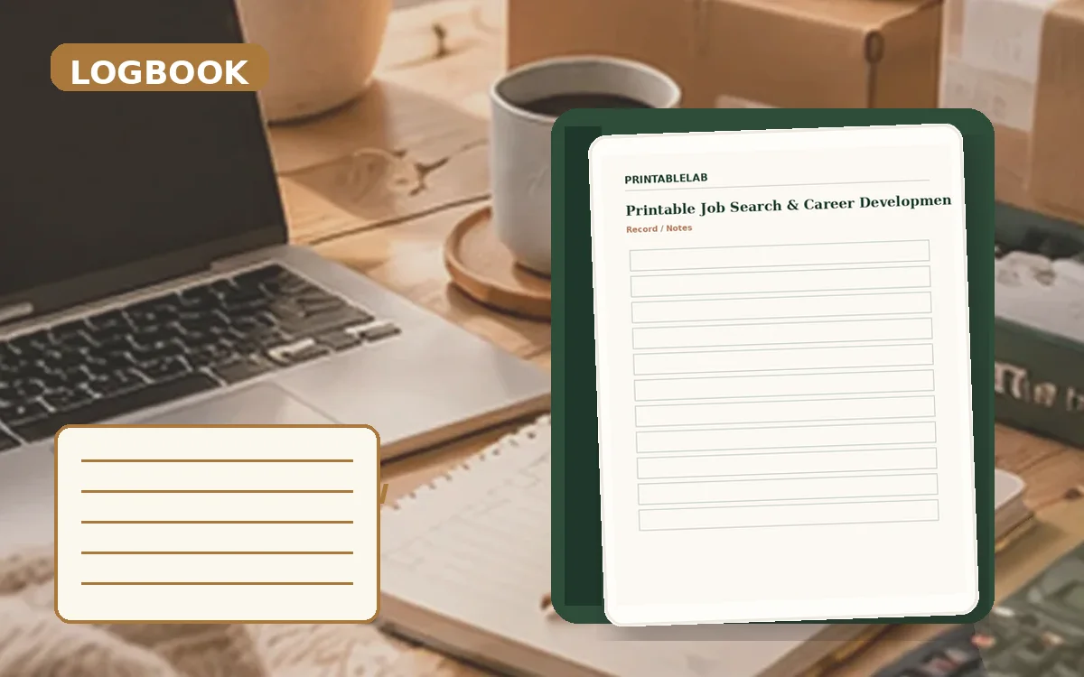 Printable Job Search & Career Development Logbook cover