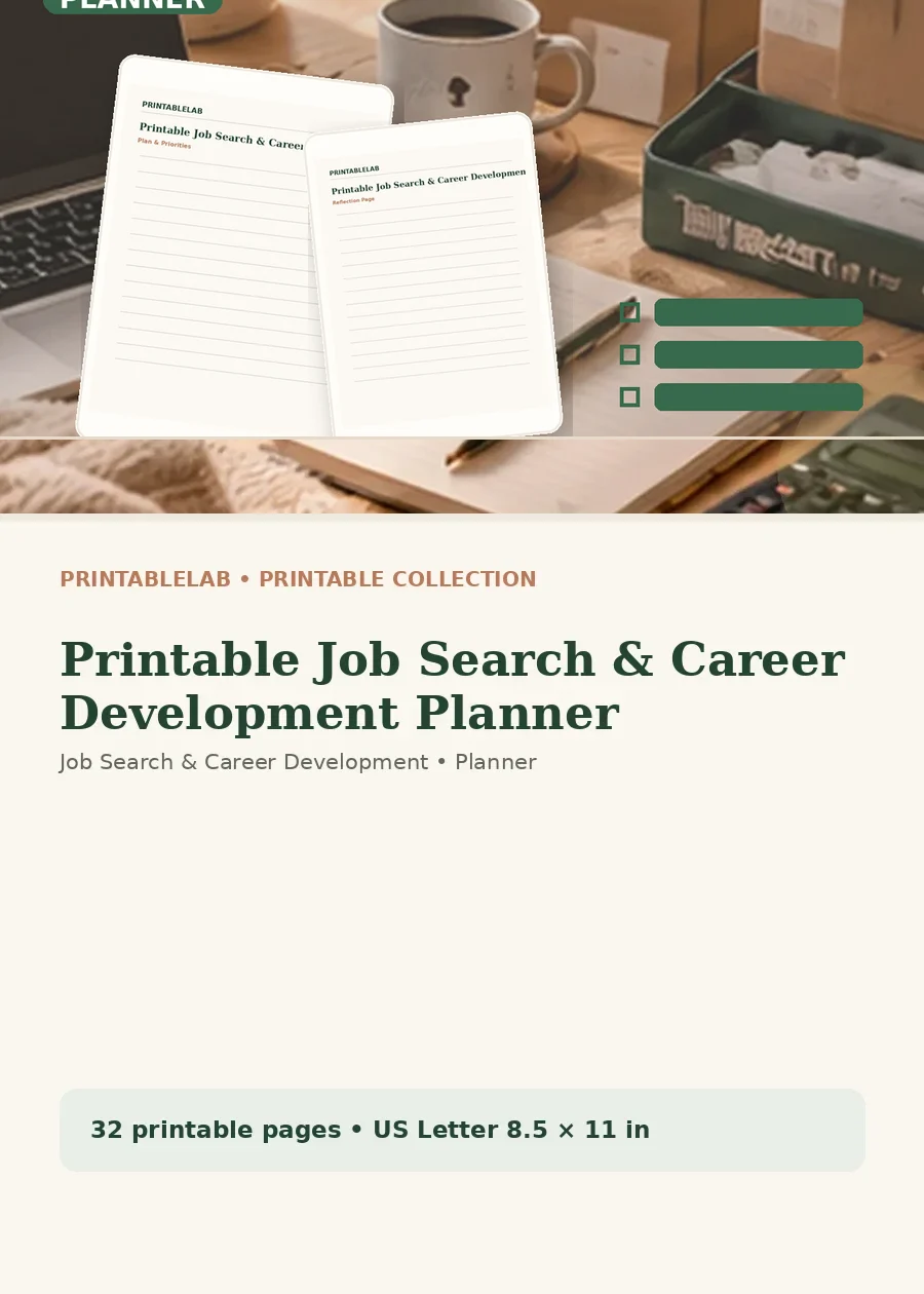 Printable Job Search & Career Development Planner cover