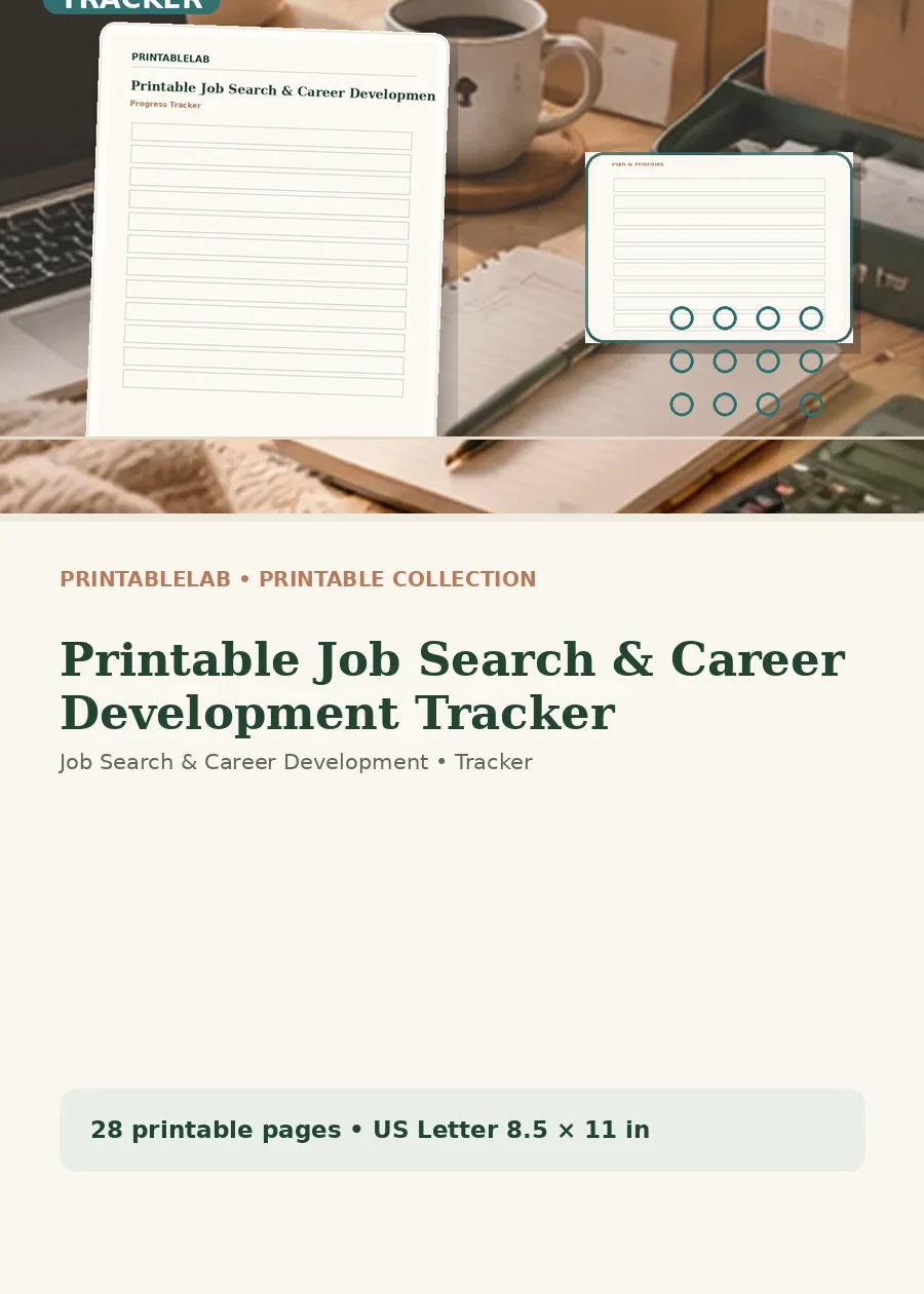 Printable Job Search & Career Development Tracker cover