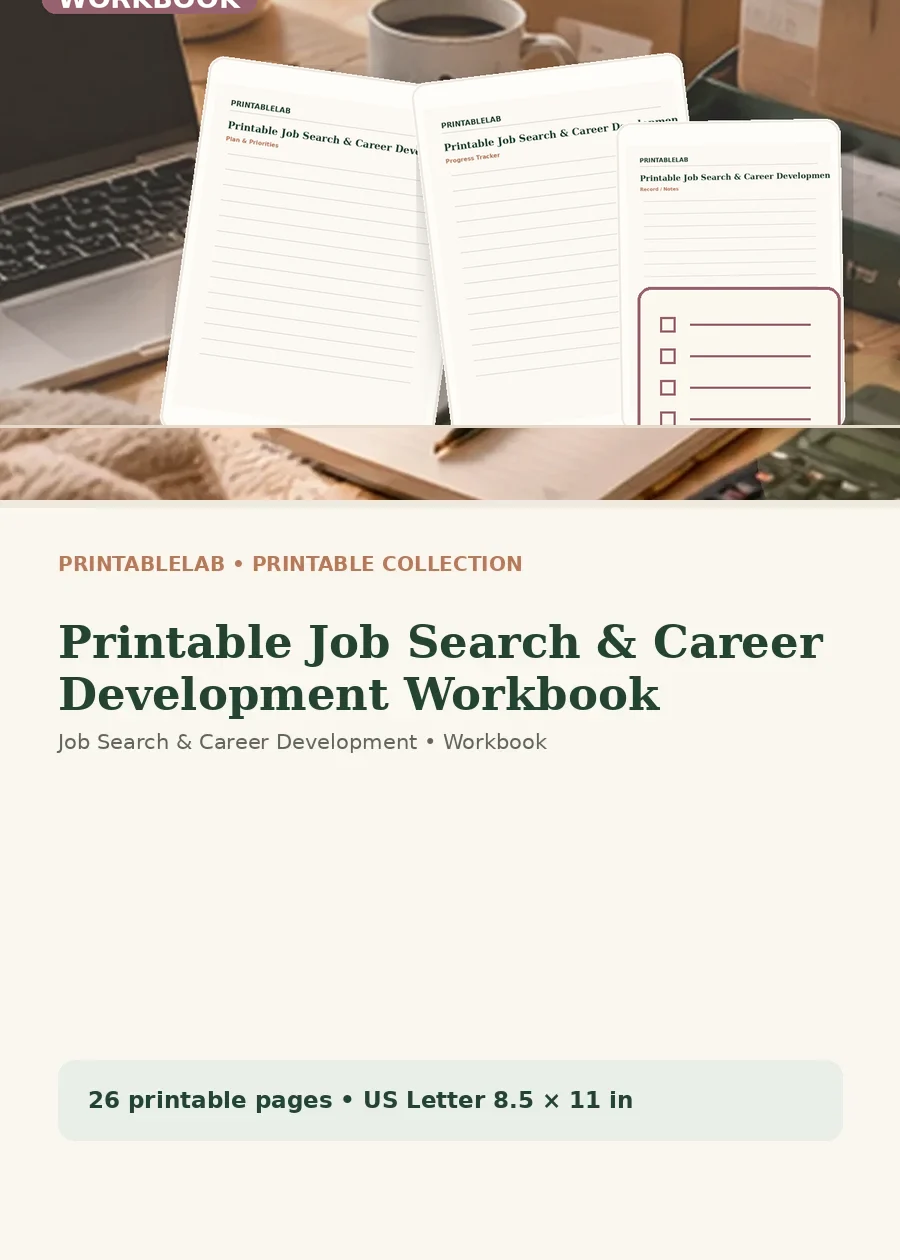 Printable Job Search & Career Development Workbook cover