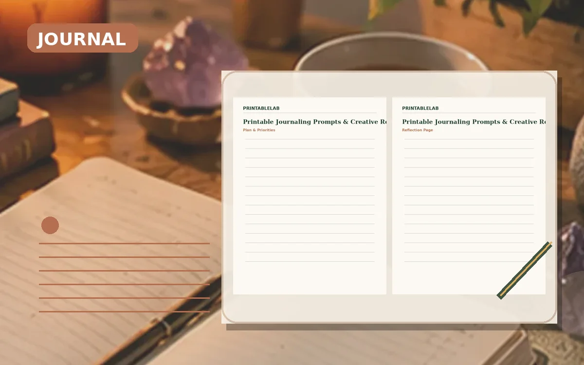 Printable Journaling Prompts & Creative Reflection Journal cover