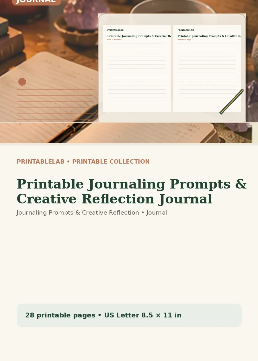 Printable Journaling Prompts & Creative Reflection Journal cover