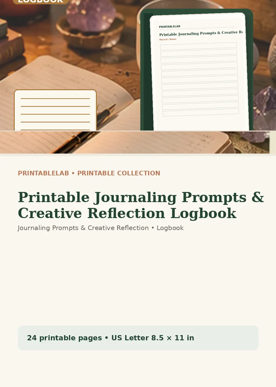 Printable Journaling Prompts & Creative Reflection Logbook cover
