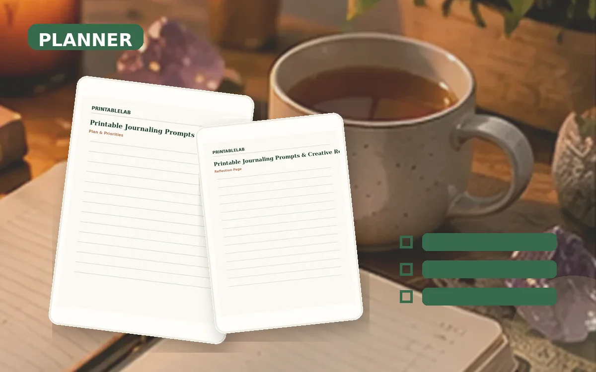 Printable Journaling Prompts & Creative Reflection Planner cover
