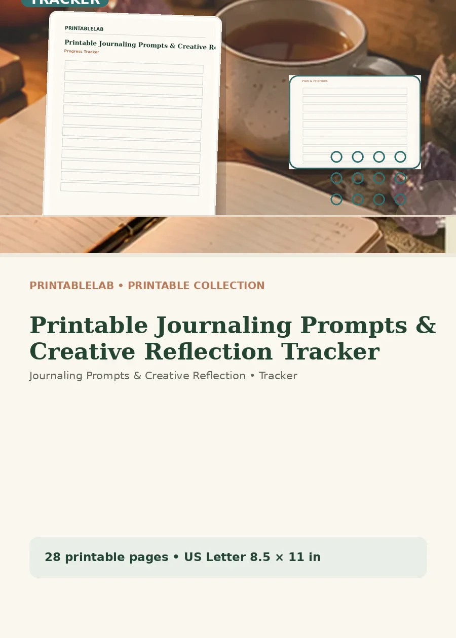 Printable Journaling Prompts & Creative Reflection Tracker cover
