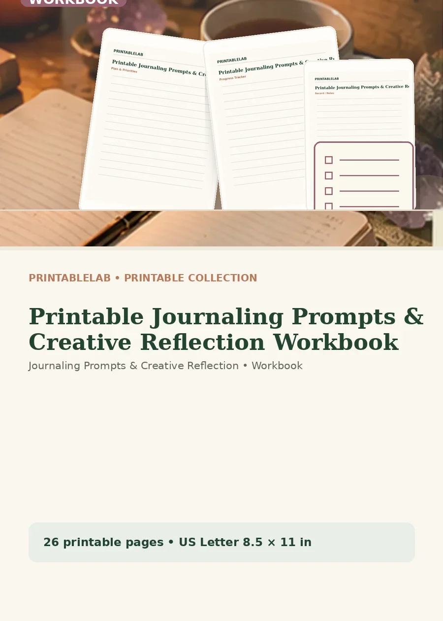 Printable Journaling Prompts & Creative Reflection Workbook cover