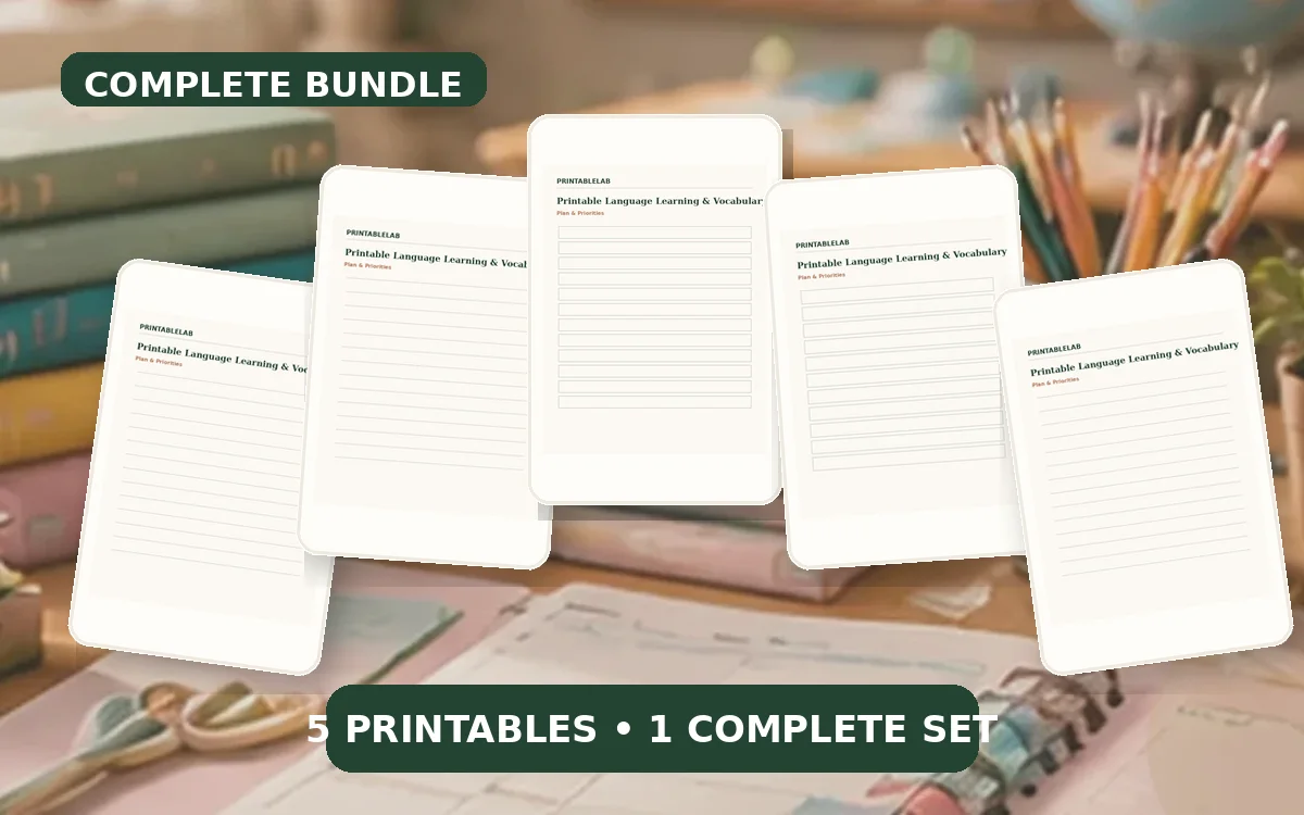 Complete Language Learning & Vocabulary Printable Bundle cover