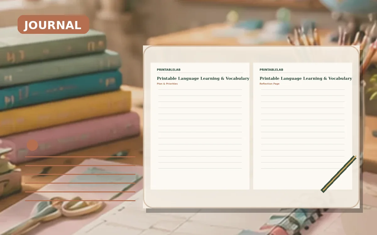 Printable Language Learning & Vocabulary Journal cover