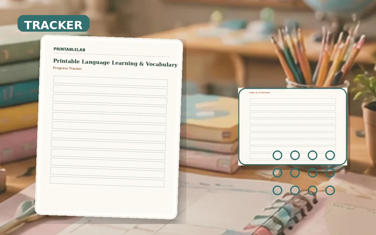 Printable Language Learning & Vocabulary Tracker cover