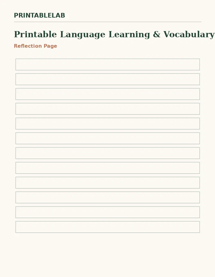 Printable Language Learning & Vocabulary Tracker preview 2