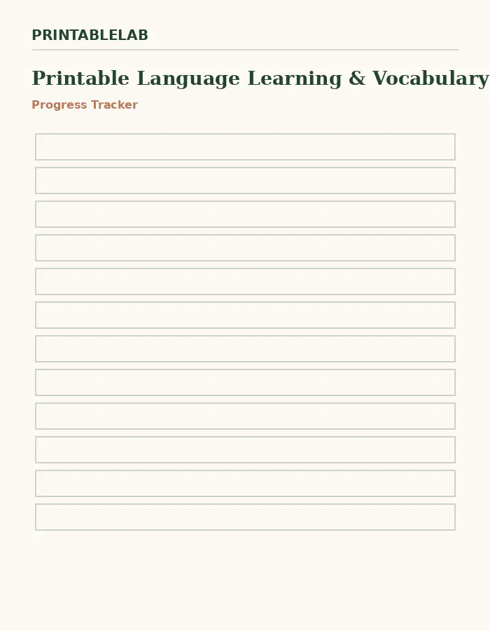 Printable Language Learning & Vocabulary Tracker preview 3