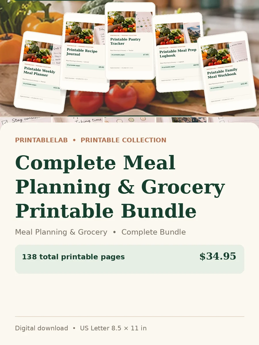 Complete Meal Planning & Grocery Printable Bundle cover
