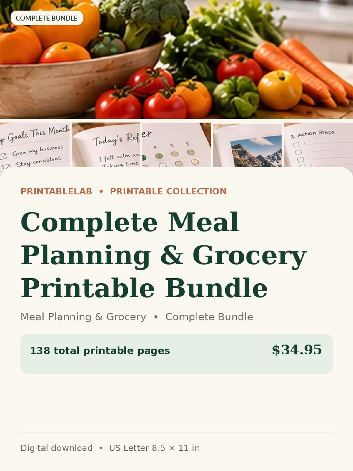 Complete Meal Planning & Grocery Printable Bundle preview 1