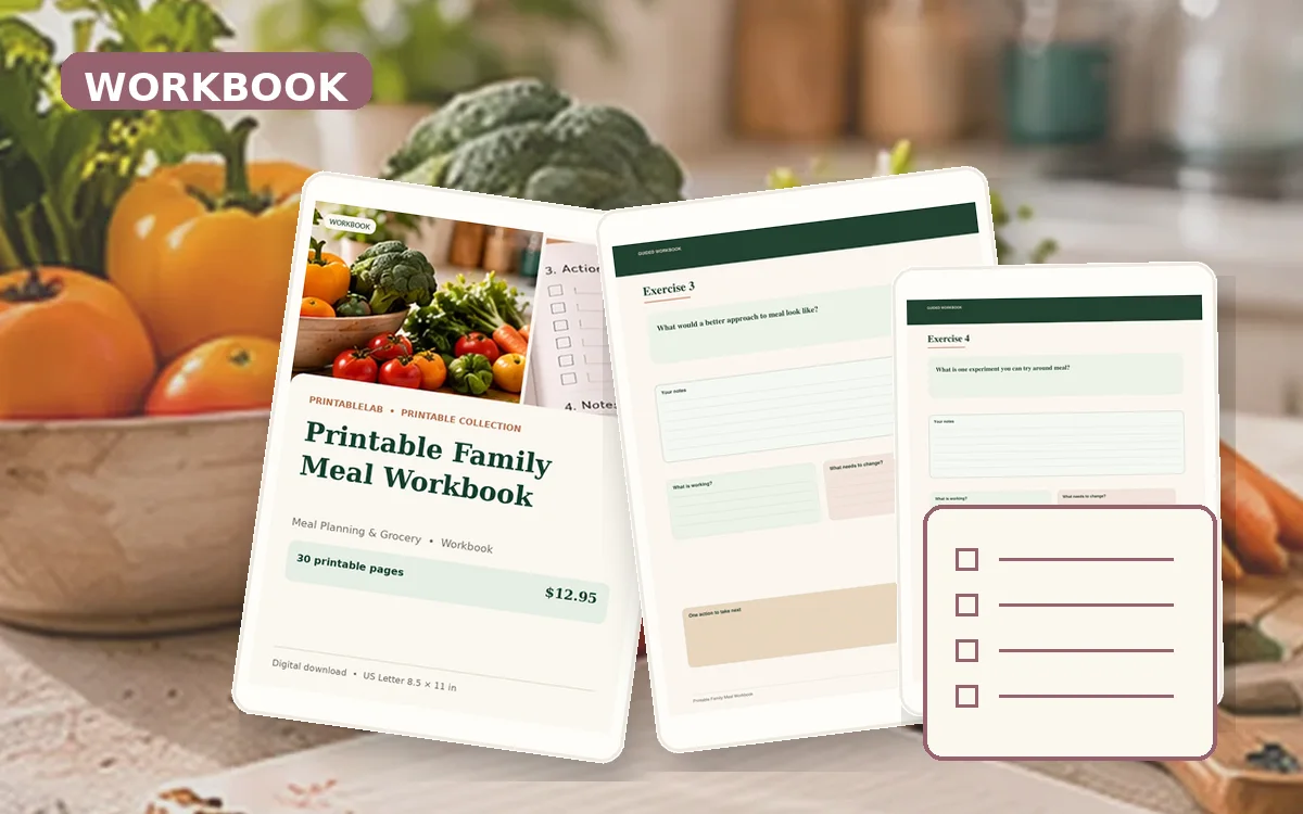Printable Family Meal Workbook cover