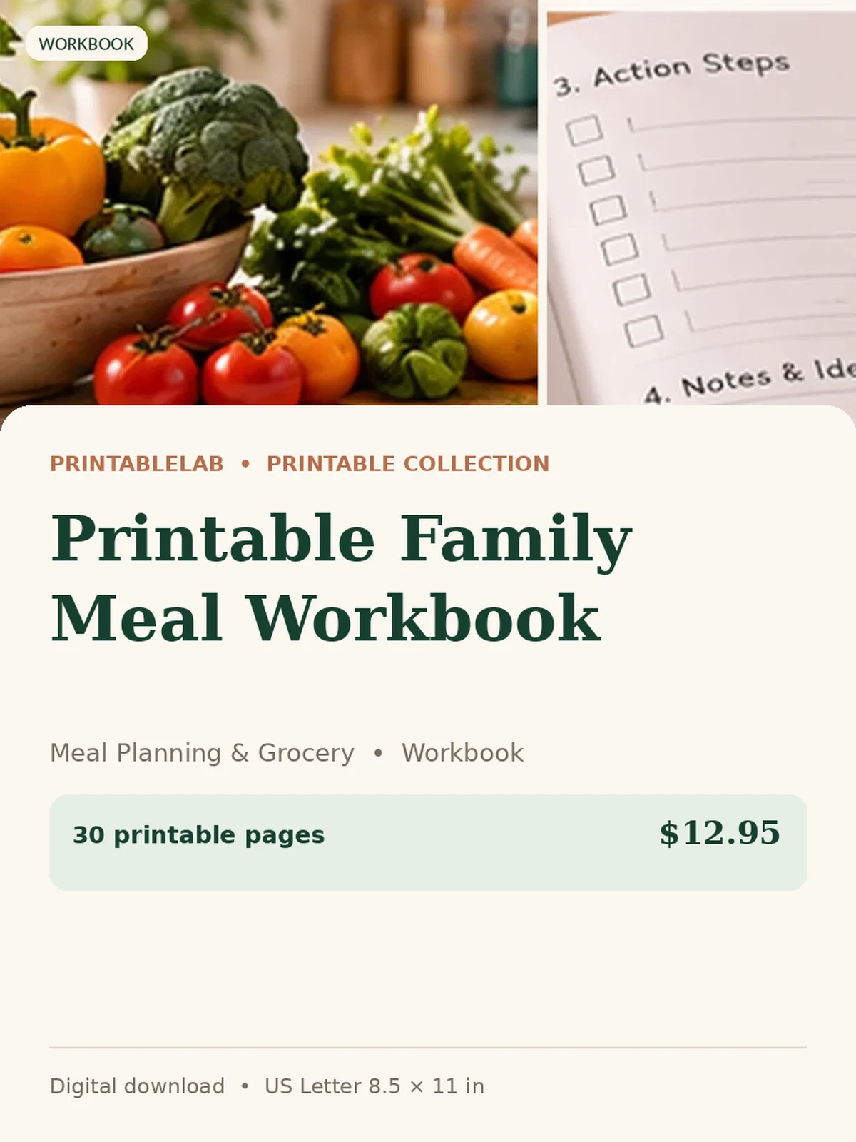 Printable Family Meal Workbook preview 1