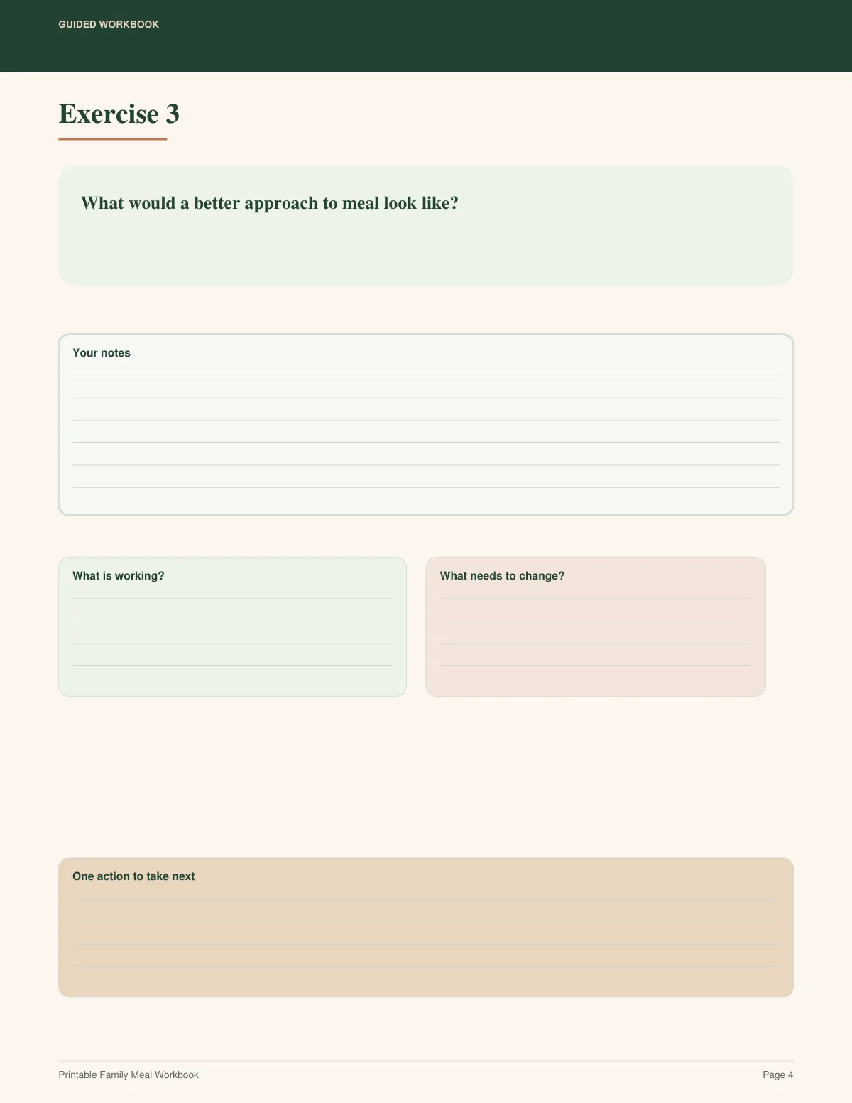 Printable Family Meal Workbook preview 3