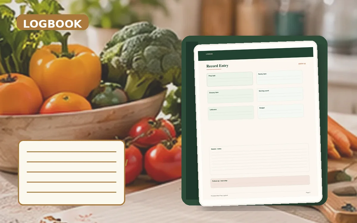 Printable Meal Prep Logbook cover