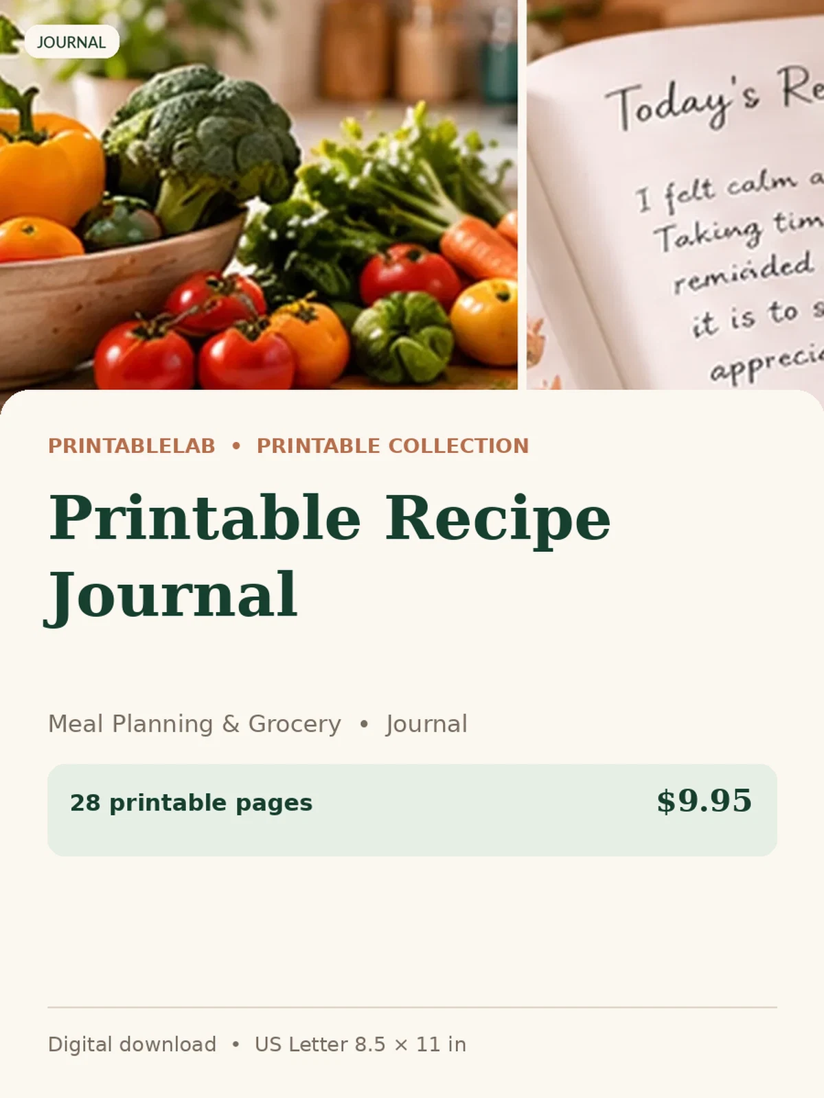 Printable Recipe Journal preview 1