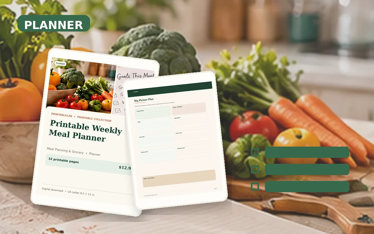 Printable Weekly Meal Planner cover