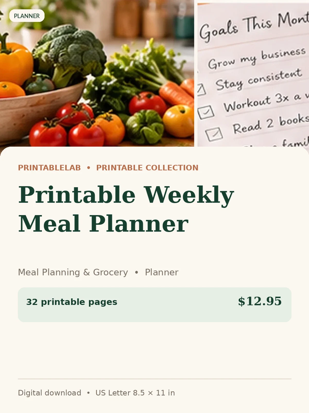 Printable Weekly Meal Planner preview 1