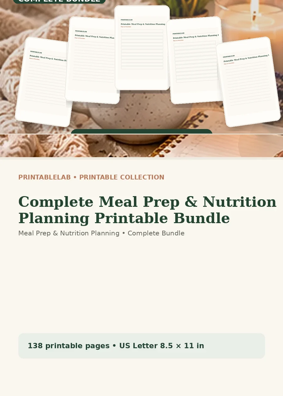 Complete Meal Prep & Nutrition Planning Printable Bundle cover