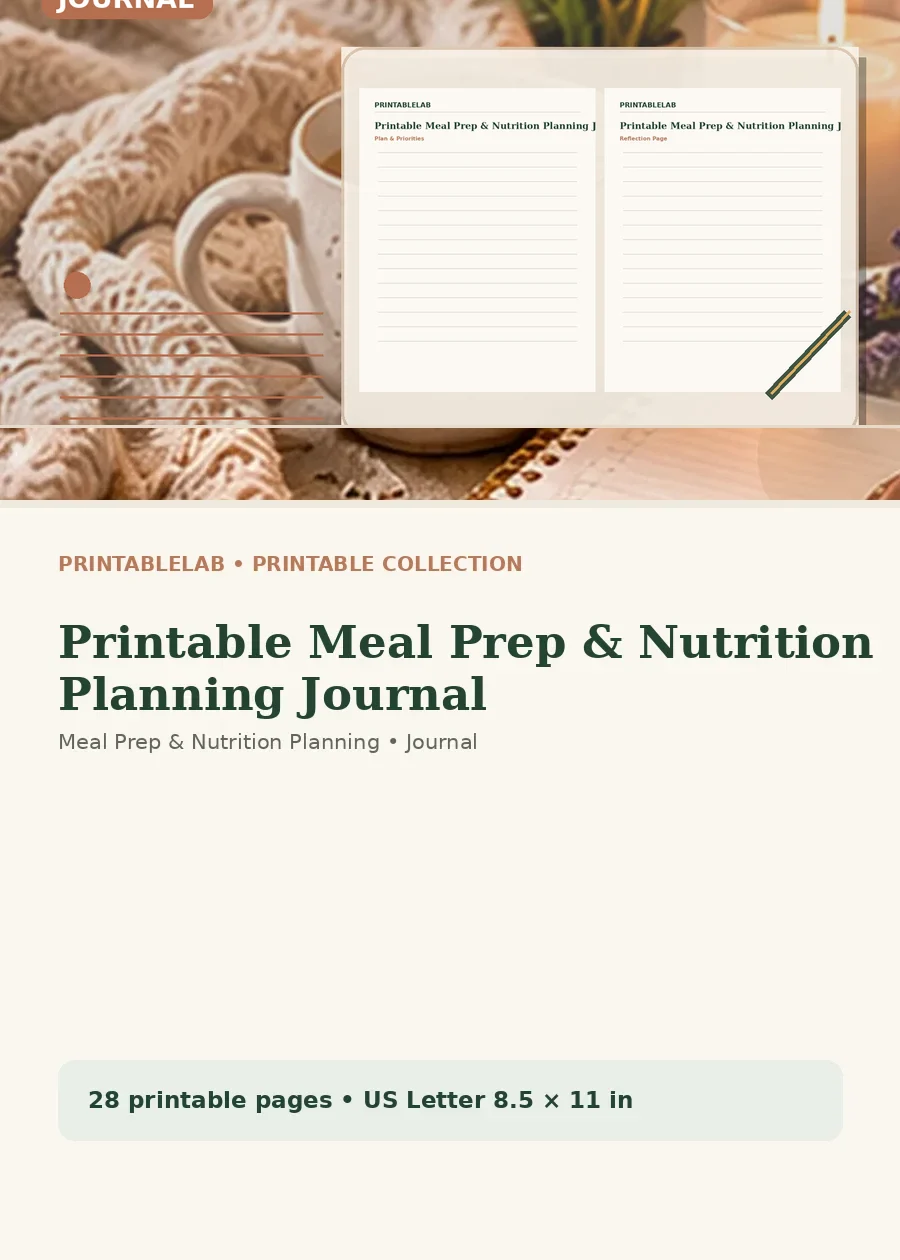 Printable Meal Prep & Nutrition Planning Journal cover