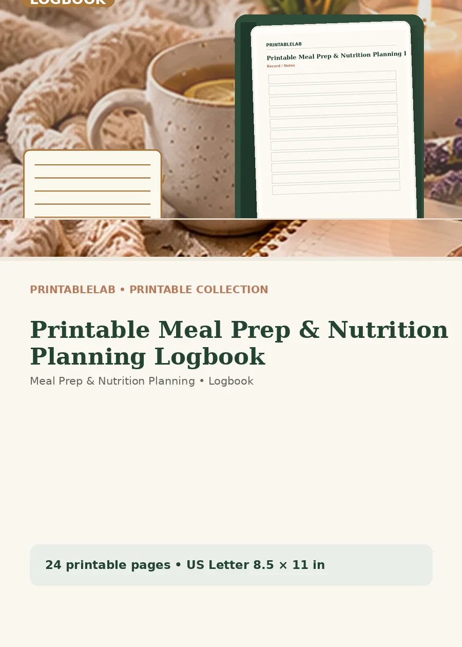 Printable Meal Prep & Nutrition Planning Logbook cover