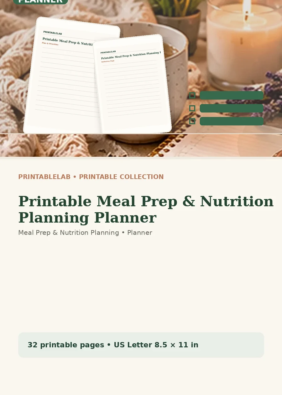 Printable Meal Prep & Nutrition Planning Planner cover